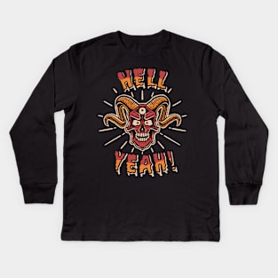 scary three eyed devil skull Kids Long Sleeve T-Shirt